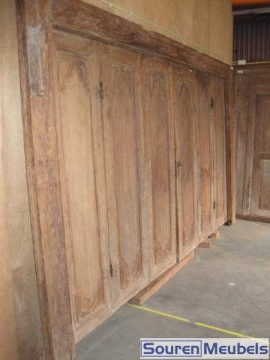Oud antiek teakhouten deuren en kozijn, prachtig houtsnijwerk (6)